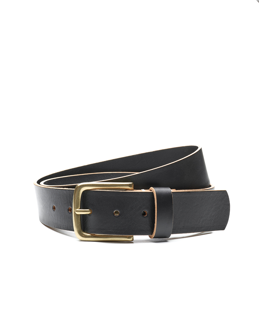 1963 Utility Belt Black – Classic Leather Belt with Brass Buckle - S